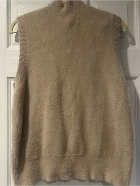 Bailey 44 Taupe Fuzzy Sleeveless Turtleneck Sweater Vest
